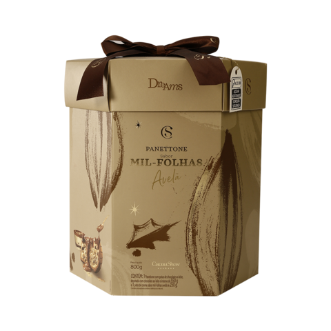 Cacau Show Panettone de Mil-Folhas Avelã com Fondue 800g