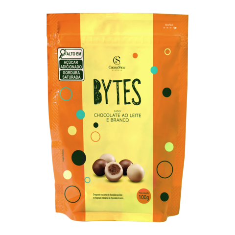 Cacau Show Bytes Drageados Chocolate ao Leite e Branco 100g