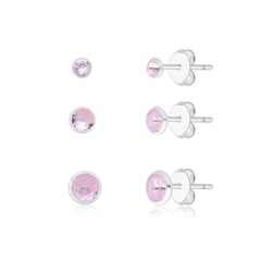 Kit Trio de Brincos Zircônia Colors Rosa