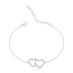 Pulseira Corações Entrelaçados Cravejado