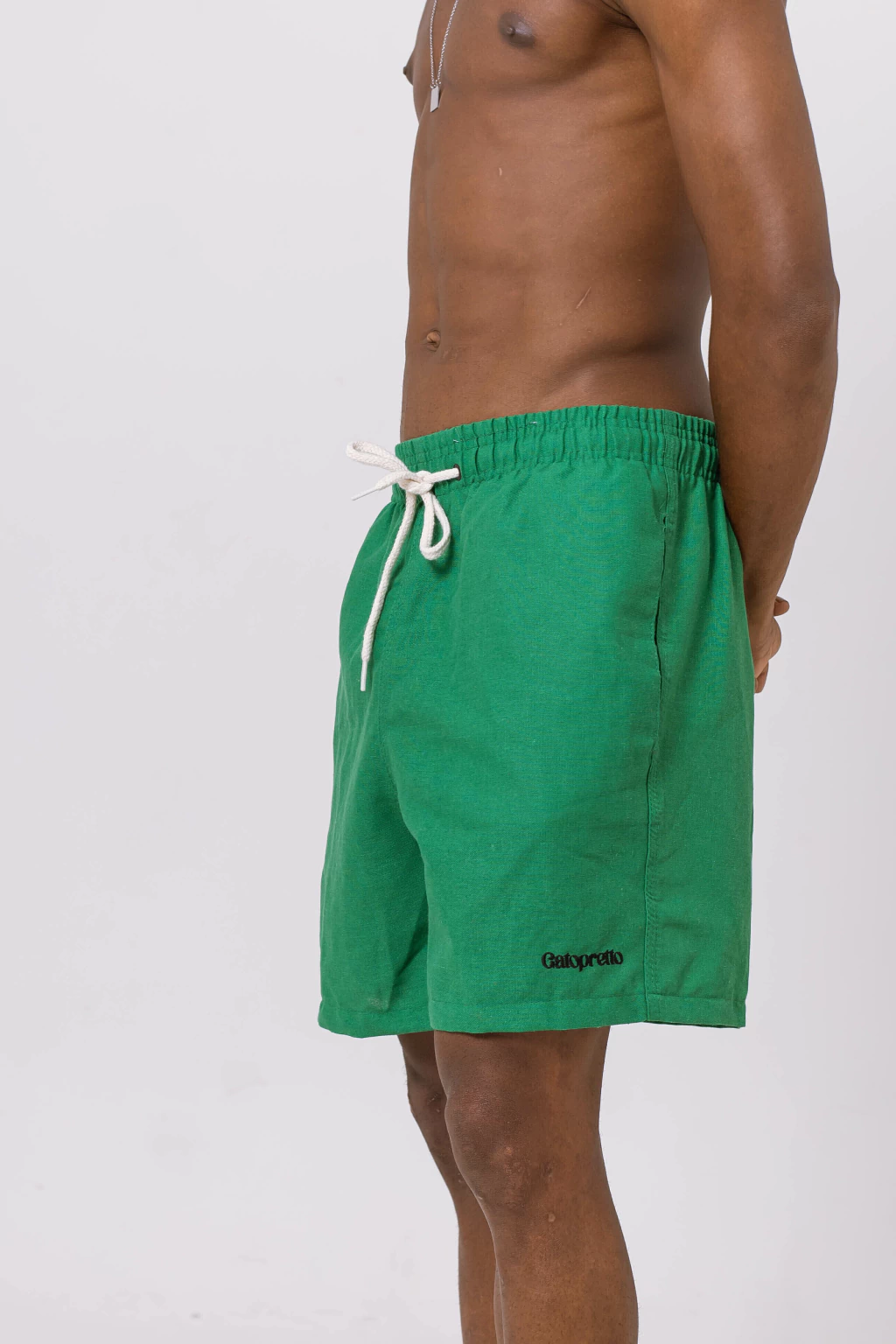 Short de Linho - Verde Escuro\Claro