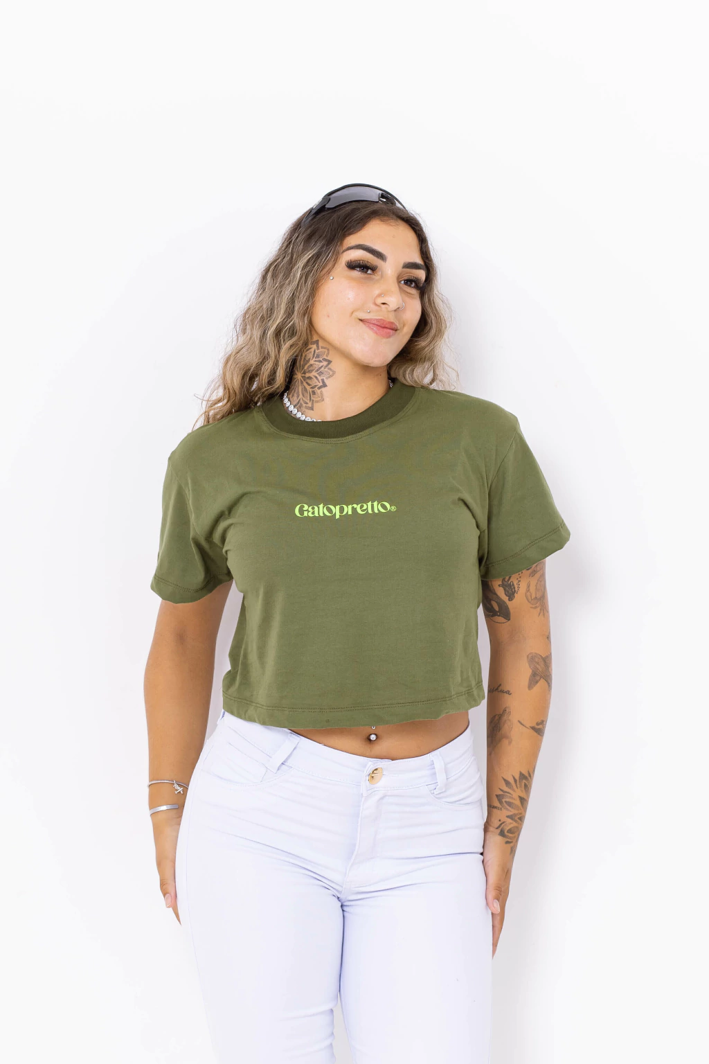 Cropped Gatopretto Verde