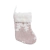 Colgante de Navidad en forma de bota de color rosa claro con detalles en blanco y borde de pelaje suave