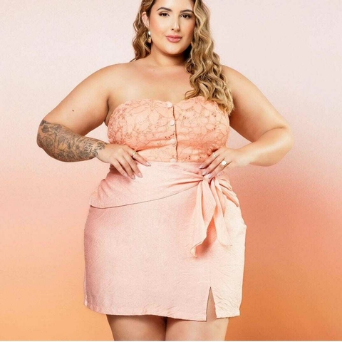 CONJUNTO TOP E SHORTS SAIA PEACH