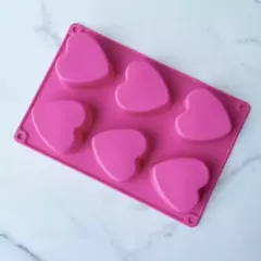 MOLDE SILICONA MUFFIN X 6 CUPCAKES FORMAS DE CORAZON ♥️ - comprar online