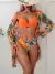 Conjunto biquíni 3 peças com estampa tropical