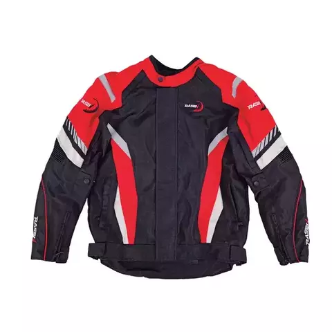 CHAMARRA DEPORTIVA CON PROTECCIONES NEGRO CON ROJO Y REFLEJANTE GRIS (M) SKU: RAZER20031M - comprar en línea