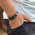 PULSEIRA DE COURO PRETO AJUSTÁVEL (FORÇA CROMADO)
