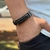 PULSEIRA DE COURO PRETO AJUSTÁVEL (# GRATIDÃO CROMADO)