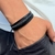 PULSEIRA DE COURO PRETO AJUSTÁVEL 3 TIRAS LISA