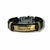 PULSEIRA DE COURO PRETO AJUSTÁVEL (DEUS É FIEL DOURADO) - Vigorblend