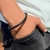 PULSEIRA DE COURO PRETO NÃO AJUSTÁVEL 1 TRANÇADO