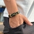 PULSEIRA DE COURO PRETO AJUSTÁVEL INFINITO (FÉ DOURADO)