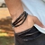 PULSEIRA DE COURO PRETO NÃO AJUSTÁVEL1 TRANÇADO PRETO E MARROM 1 TIRA LISA 1 DE MIÇANGA