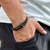 PULSEIRA DE COURO PRETO NÃO AJUSTÁVEL 2 TRANÇADOS (CAVEIRA PRETO)