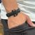 PULSEIRA DE COURO PRETO AJUSTÁVEL (CAVERA PRETO)