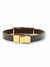 PULSEIRA DE COURO AJUSTÁVEL PLUG MAGNÉTICO COURO MARRON ESCURO (CRUZ VAZADA DOURADA) - comprar online