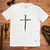 CAMISETA MASCULINA BRANCA CRUZ E PREGO