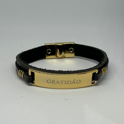 PULSEIRA PRETA DE COURO (GRATIDAO)