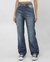 Calça jeans feminina barrel estonada denim escuro | Pool Jeans - comprar online