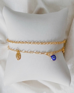 PULSEIRA OLHO GREGO - BANHADO A OURO