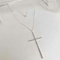 COLAR VENEZIANA CRUCIFIXO CRAVEJADO - BANHADO A PRATA 925