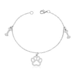 PULSEIRA ELO PORTUGUÊS PET OSSINHO - BANHADO A PRATA 925