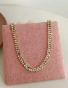 CHOKER BAGUETE CRISTAL - BANHADO A OURO