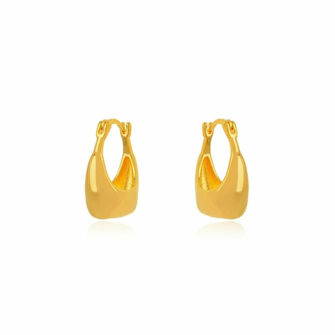 Brinco Argola Lisa com Fecho Trapézio - Ouro
