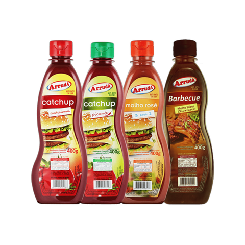 Combo Molhos Arruda 400g - Catchup Tradicional e Picante, Rosé e Barbecue