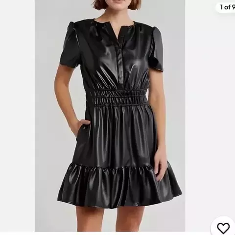 Vestido VIGOSS Importado Couro Sintético Preto/Marrom - comprar online