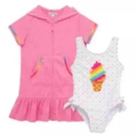 Maiô e Saída de Praia Atoalhada Infantil Feminina Flapdoodles Importado - Sorvete - comprar online
