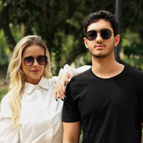 Óculos Hexagonal Clássico Preto