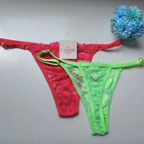 Calcinha Regulagem em Renda Fio Dental Love - Lamore Moda Feminina