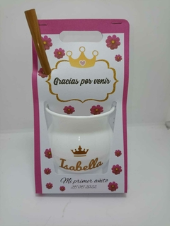 Mates personalizados con presentacion x 10 unid.
