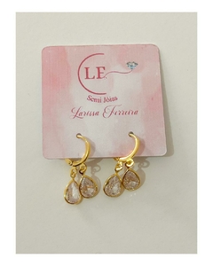 Brinco Gota com Zircônia – Banhado a Ouro 18k