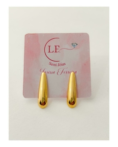 Brinco Alongado Dourado Liso - Banhado a ouro 18k