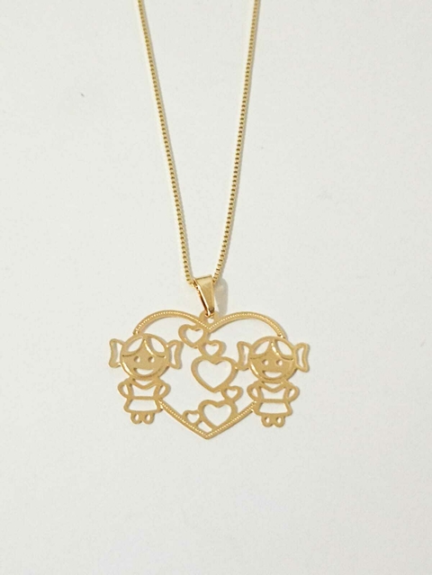 Colar coração menina - Banho de Ouro 18k