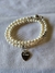 Pulsera Doble Perlas con Cierre Imantado con Dije Corazon