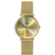 Relógio feminino Santorini Essence Gold com mostrador dourado e pulseira de malha metálica dourada