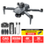 Drone Alpha Max Surge L600 com controle remoto, bateria, cabos e hélices, destacando recursos como sistema anti-colisão e câmeras 4K.