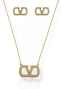 Conjunto Colar e Brinco Inspiração V. cravejado - comprar online