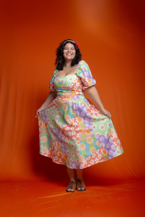 Saia Midi – Olha Pro Céu 10 | Cós Elástico | 100% Algodão - comprar online