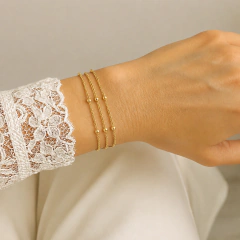 Pulsera Triple Plata 925 Dorada con Bolitas - comprar online