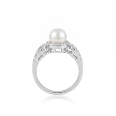 Anillo de Plata con Perla y Zirconia/Cubic - comprar online