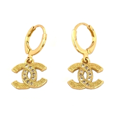 Aros Argolla de Acero Dorado con Dije Colgante