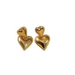 Aros Colgante Corazon de Acero Dorado