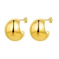 Aros Media Argolla Inflado de Acero Dorado