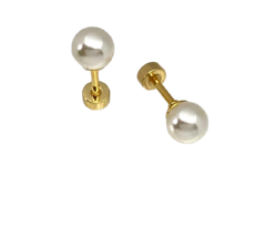 Aros Perla de Acero Dorado