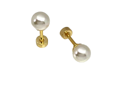 Aros Perla de Acero Dorado